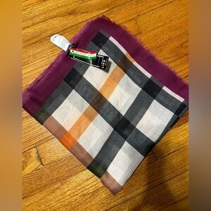 LIEB Vintage Polyester Wrap/Scarf Plaid Design Made in Italy 54” Shown